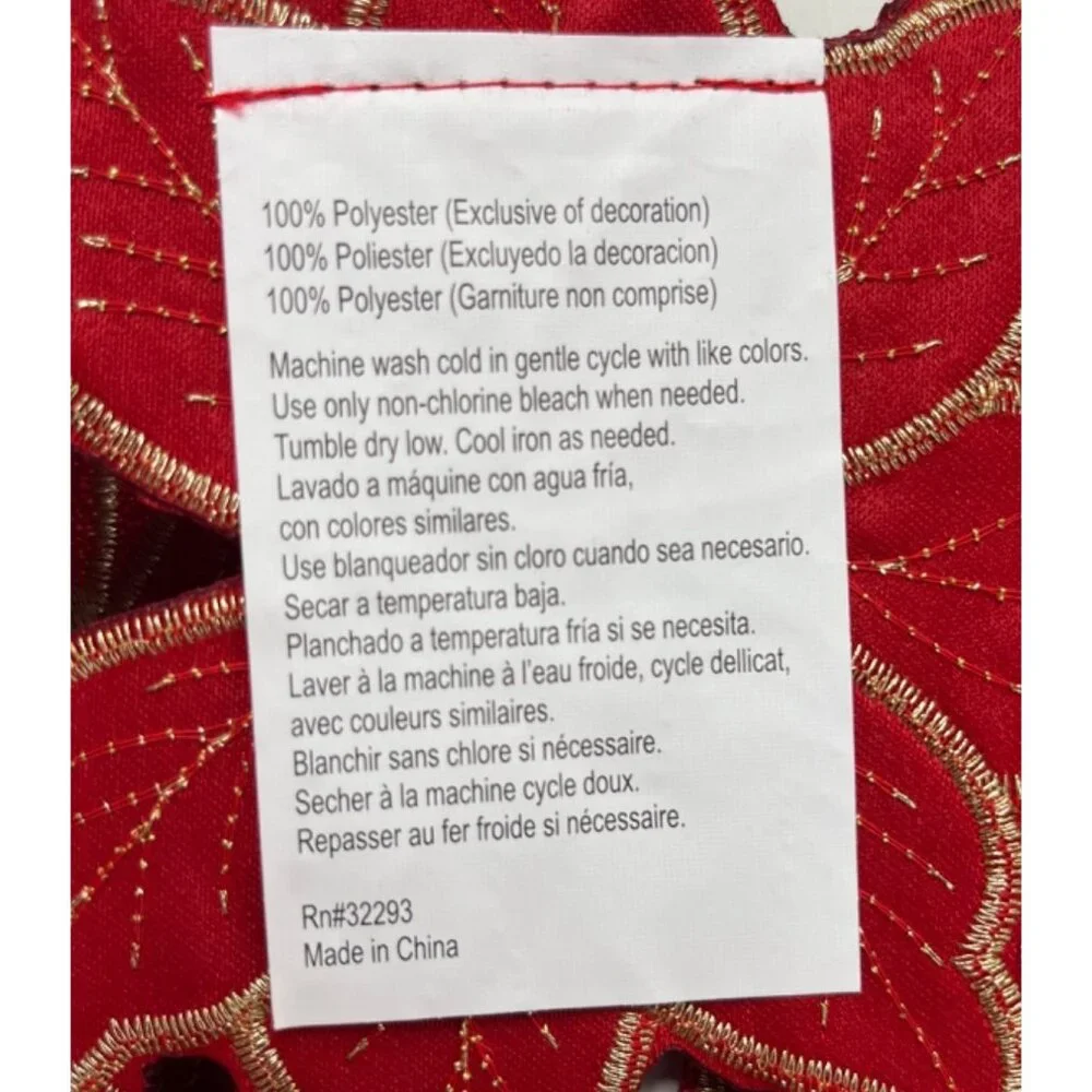 Elrene Poinsettia Cut Work Embroidery Red Gold Centerpiece Table Runner 13